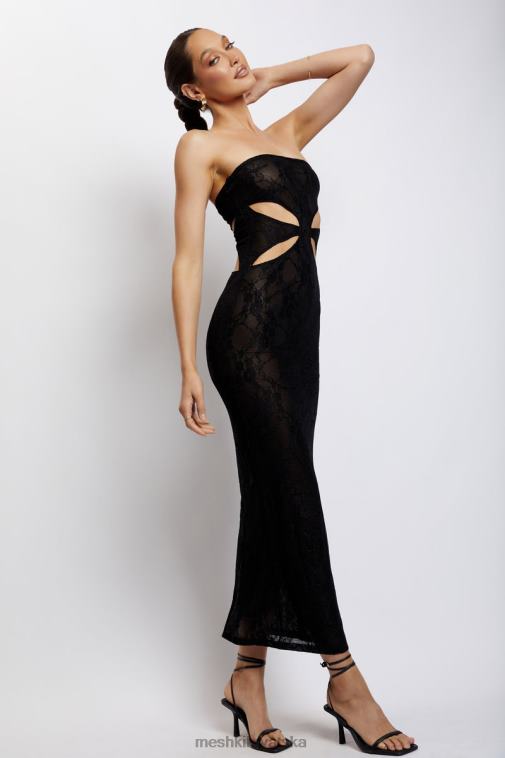 Meshki krista izrezana bandeau maxi haljina XH4NH722 odjeća crno