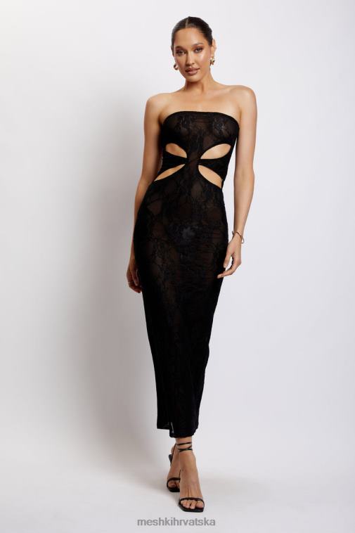 Meshki krista izrezana bandeau maxi haljina XH4NH722 odjeća crno