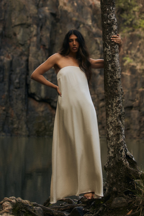 Meshki luisa maxi haljina bez naramenica XH4NH26 odjeća pijesak