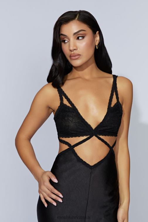 Meshki maksi haljina od serafinske čipke XH4NH692 odjeća crno