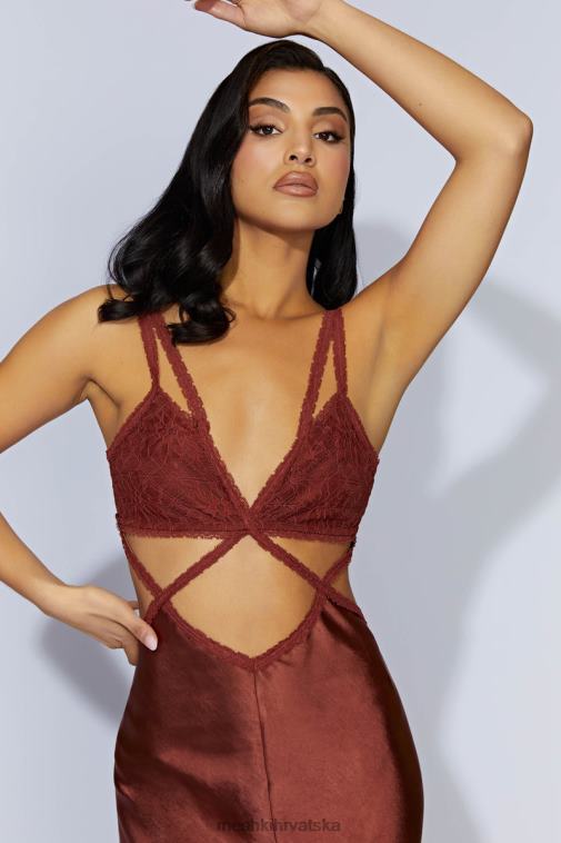 Meshki maksi haljina od serafinske čipke XH4NH696 odjeća čokolada od višanja