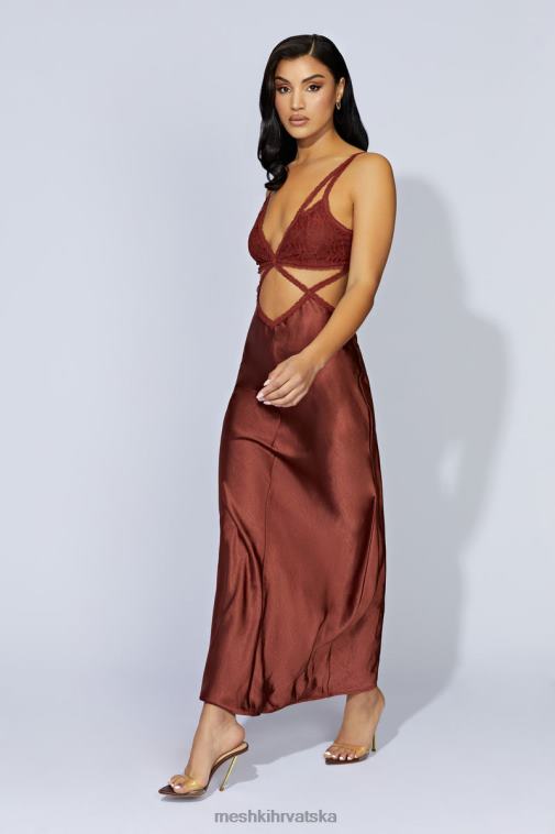 Meshki maksi haljina od serafinske čipke XH4NH696 odjeća čokolada od višanja