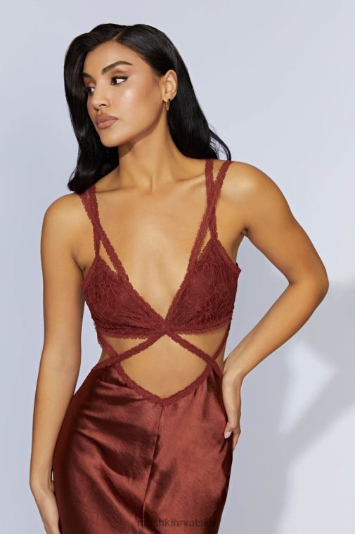 Meshki maksi haljina od serafinske čipke XH4NH696 odjeća čokolada od višanja