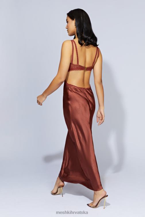 Meshki maksi haljina od serafinske čipke XH4NH696 odjeća čokolada od višanja