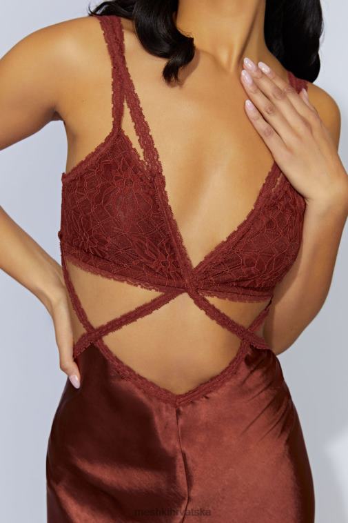 Meshki maksi haljina od serafinske čipke XH4NH696 odjeća čokolada od višanja