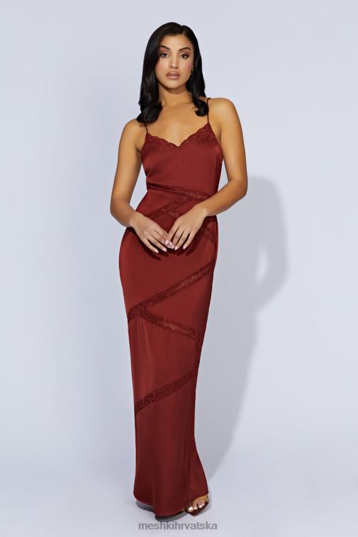 Meshki maksi haljina od spojene čipke XH4NH508 odjeća čokolada od višanja