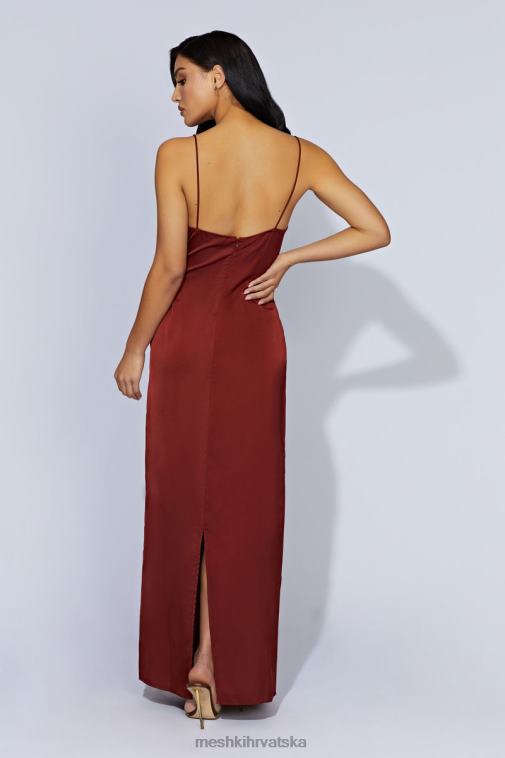 Meshki maksi haljina od spojene čipke XH4NH508 odjeća čokolada od višanja