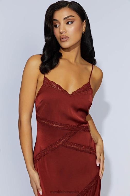 Meshki maksi haljina od spojene čipke XH4NH508 odjeća čokolada od višanja