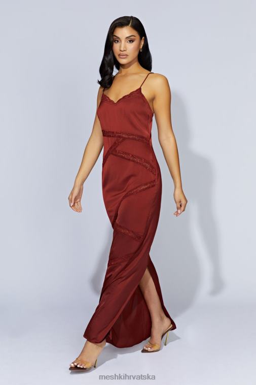 Meshki maksi haljina od spojene čipke XH4NH508 odjeća čokolada od višanja
