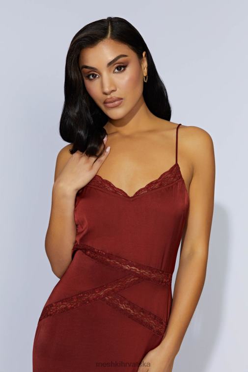 Meshki maksi haljina od spojene čipke XH4NH508 odjeća čokolada od višanja