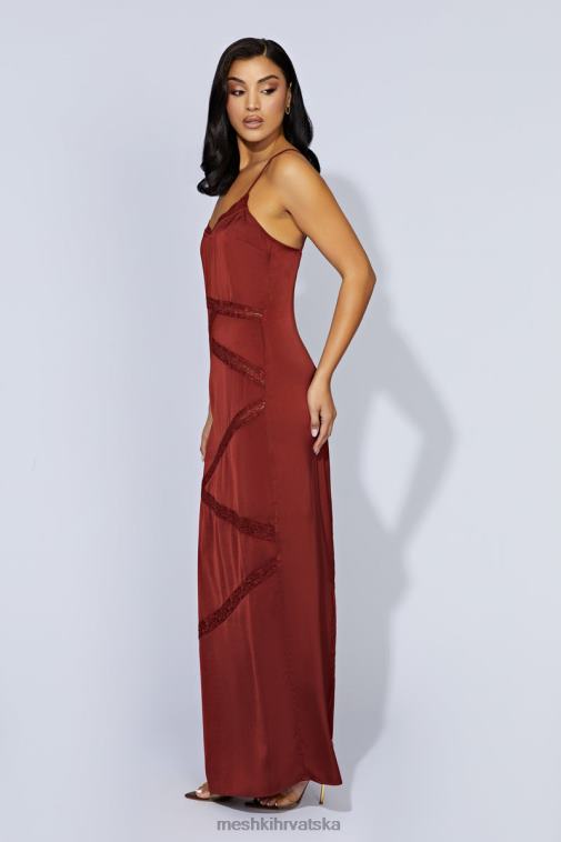 Meshki maksi haljina od spojene čipke XH4NH508 odjeća čokolada od višanja