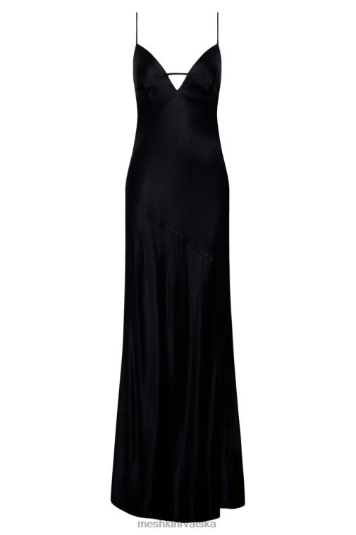 Meshki maksi slip haljina od kore na vezanje XH4NH709 odjeća crno