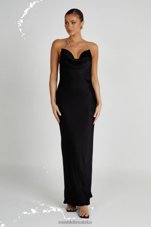 Meshki melissa maksi haljina s prednjim satenskim kaputom XH4NH95 odjeća crno