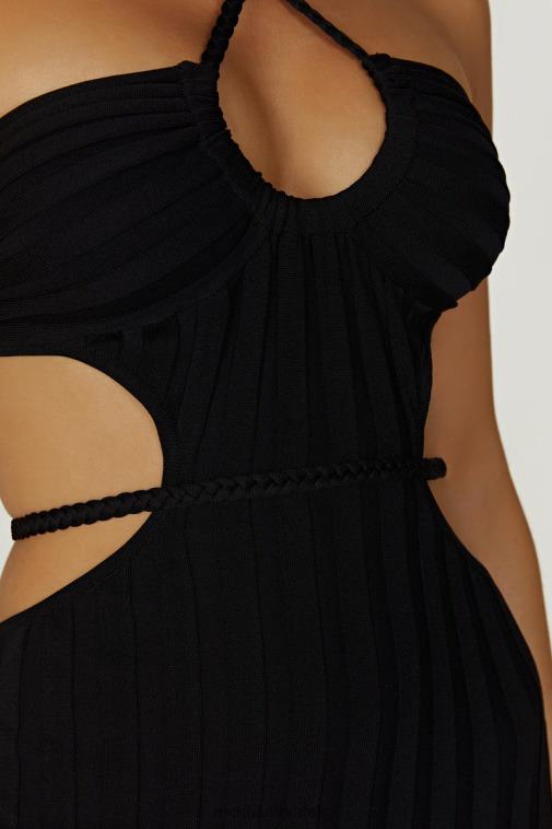 Meshki minerva izrezana pletena maksi haljina XH4NH290 odjeća crno