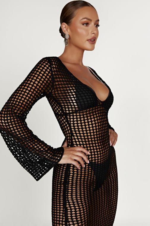 Meshki murphy heklana maksi haljina dugih rukava XH4NH740 odjeća crno