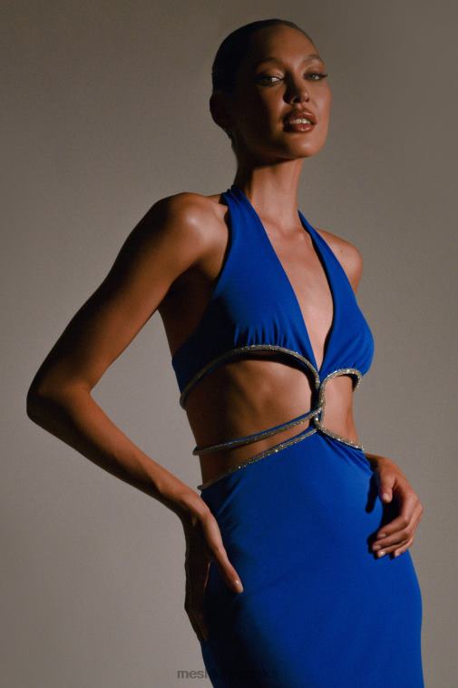 Meshki nicha diamante izrezana maksi haljina XH4NH701 odjeća kobalt plava