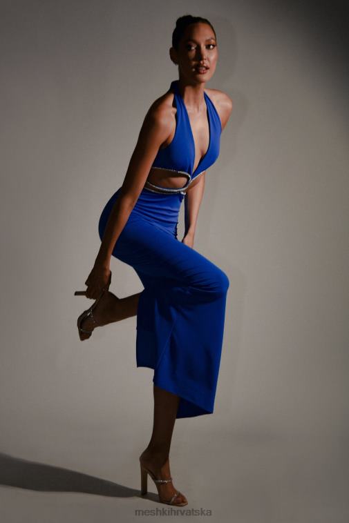 Meshki nicha diamante izrezana maksi haljina XH4NH701 odjeća kobalt plava