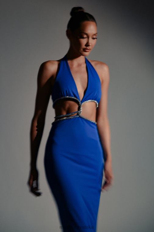 Meshki nicha diamante izrezana maksi haljina XH4NH701 odjeća kobalt plava