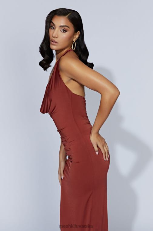 Meshki renata maksi haljina s izrezom XH4NH509 odjeća čokolada od višanja