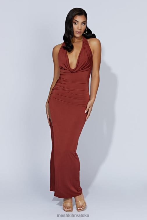 Meshki renata maksi haljina s izrezom XH4NH509 odjeća čokolada od višanja