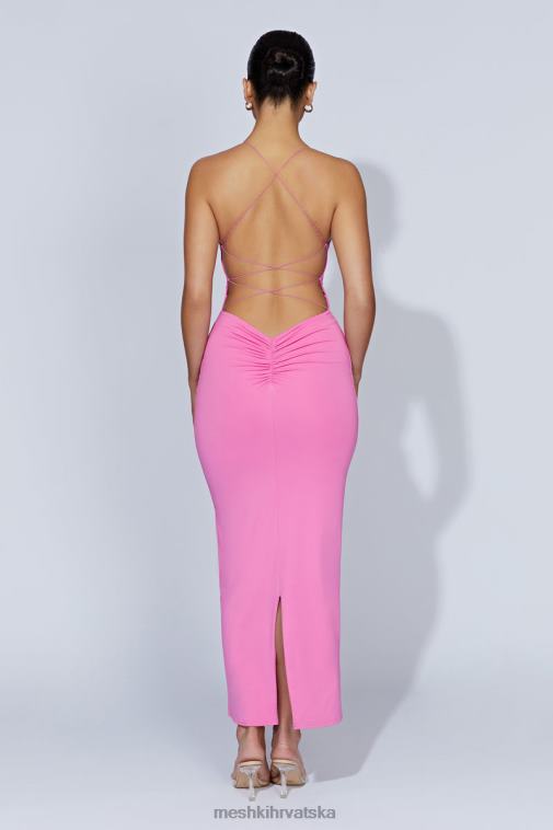 Meshki sabine maksi haljina bez leđa XH4NH205 odjeća žvakaća guma ružičasta