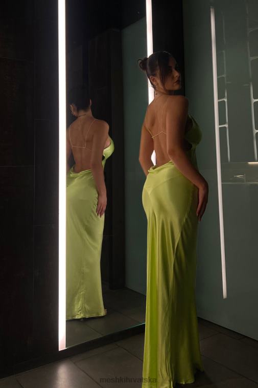 Meshki sadie maksi satenska slip haljina s halterima XH4NH544 odjeća pistacija zelena