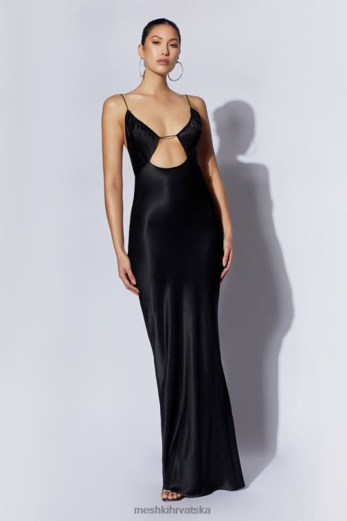 Meshki sadie maksi satenska slip haljina s halterima XH4NH629 odjeća crno