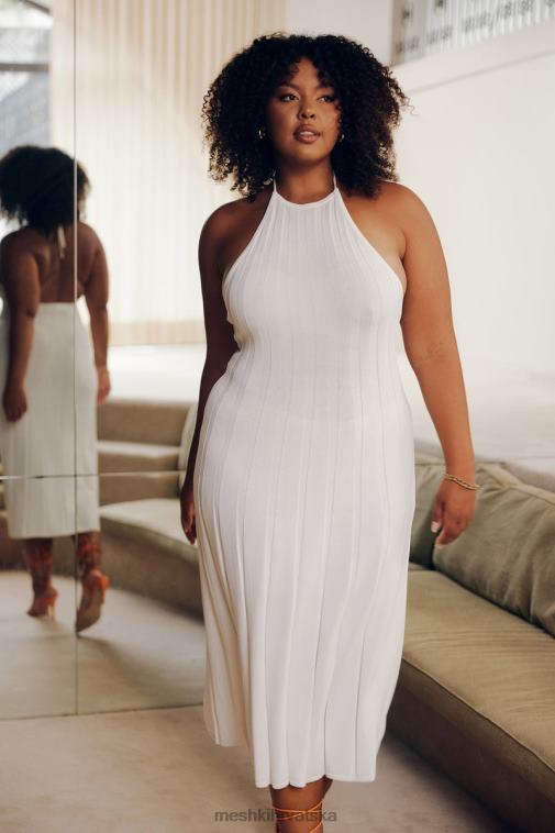 Meshki adrienne midi haljina s halterima XH4NH176 odjeća bijela