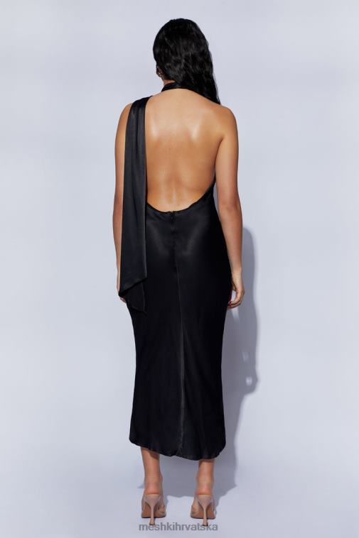 Meshki astrella haljina srednjeg kroja s omotom oko vrata XH4NH449 odjeća crno