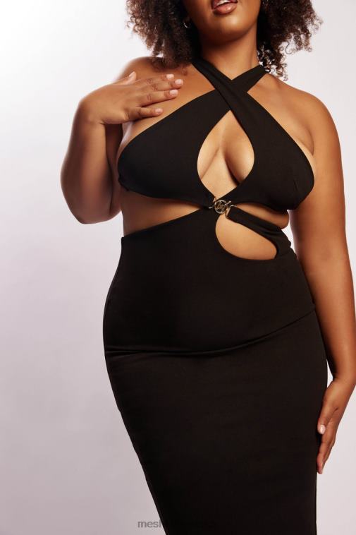 Meshki briana izrezana midi haljina XH4NH721 odjeća crno