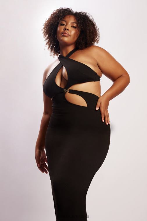 Meshki briana izrezana midi haljina XH4NH721 odjeća crno