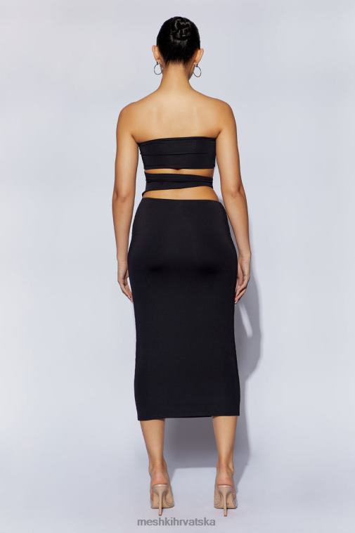 Meshki cassandra izrezana midi haljina XH4NH697 odjeća crno