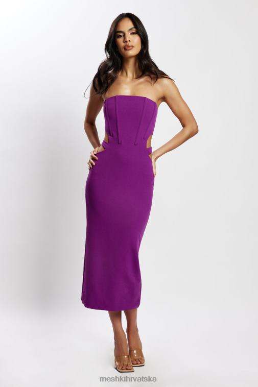 Meshki catherine izrezana midi haljina XH4NH626 odjeća ljubičica