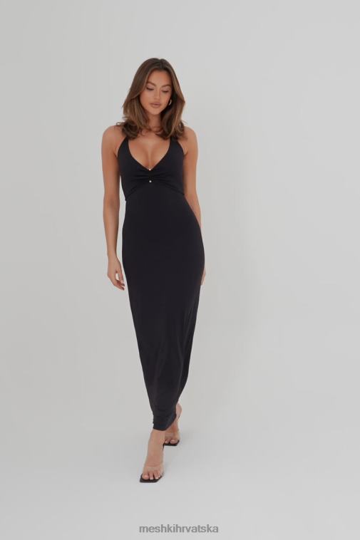 Meshki heidi midi haljina s detaljima od recikliranog najlona XH4NH210 odjeća crno