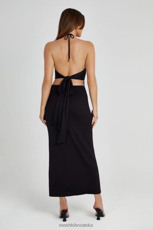 Meshki heidi midi haljina s detaljima od recikliranog najlona XH4NH210 odjeća crno