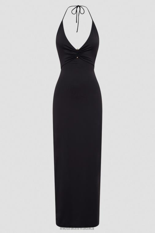 Meshki heidi midi haljina s detaljima od recikliranog najlona XH4NH210 odjeća crno