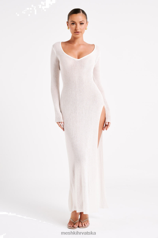 Meshki imelda pletena prekrivena midi haljina XH4NH22 odjeća bijela