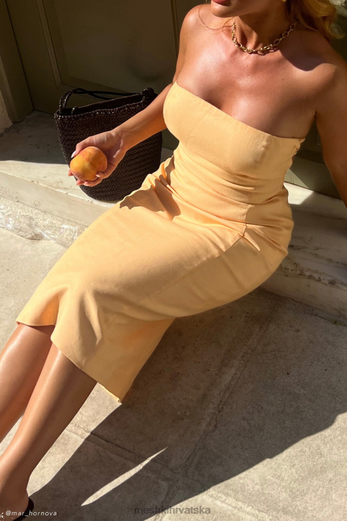 Meshki kyleigh lanena midi haljina bez naramenica XH4NH341 odjeća mango