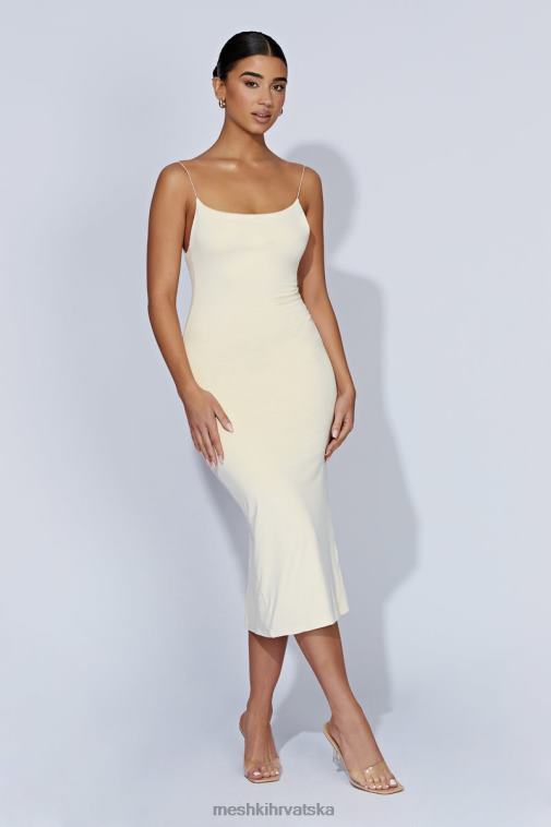 Meshki lexia midi haljina s niskim izrezom XH4NH577 odjeća krema