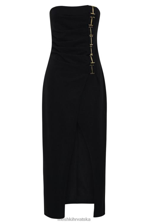 Meshki midi haljina mercer e-hook XH4NH525 odjeća crno