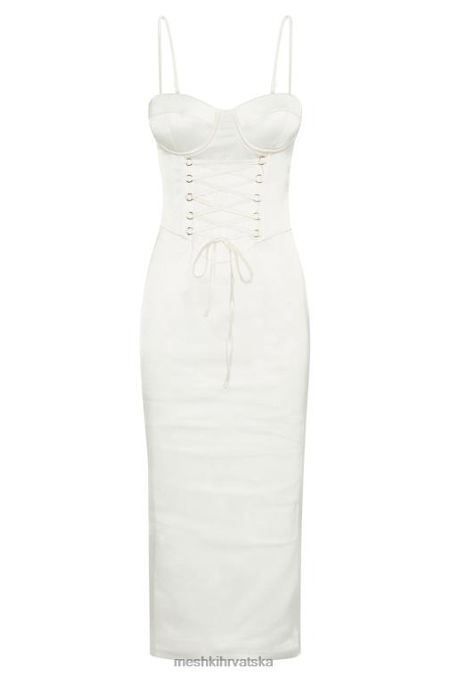 Meshki midi haljina s korzetom u boji kamelije XH4NH594 odjeća slonovača