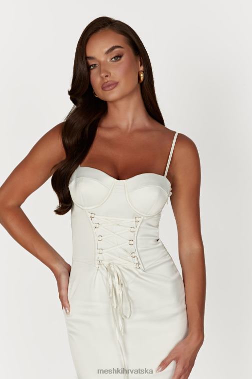 Meshki midi haljina s korzetom u boji kamelije XH4NH594 odjeća slonovača