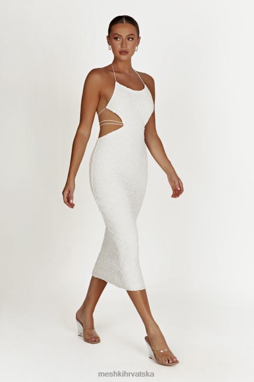 Meshki midi haljina sa sakura teksturom XH4NH498 odjeća bijela