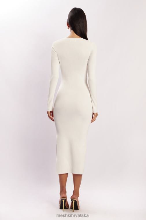 Meshki mila pletena midi haljina s prednje strane XH4NH455 odjeća bijela