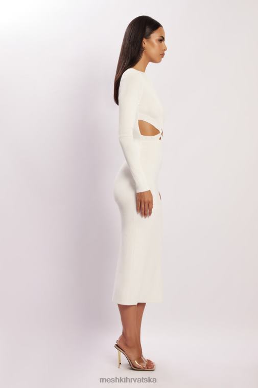 Meshki mila pletena midi haljina s prednje strane XH4NH455 odjeća bijela