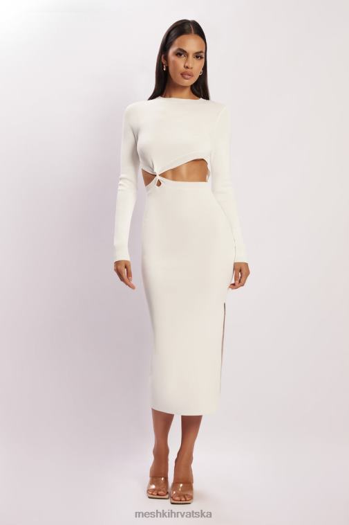 Meshki mila pletena midi haljina s prednje strane XH4NH455 odjeća bijela