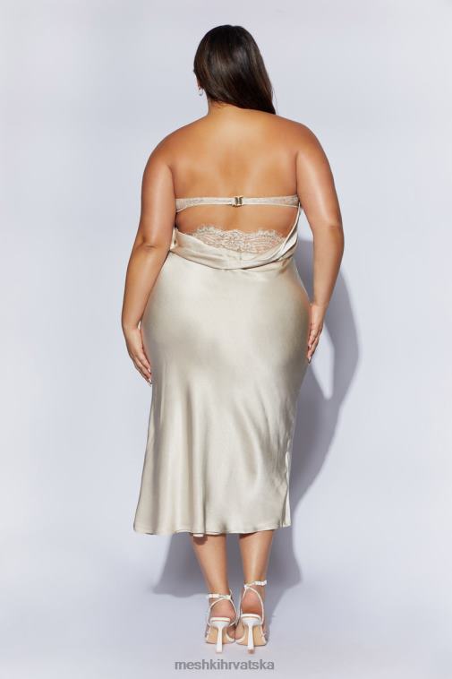 Meshki mischa midi haljina bez naramenica s detaljima od čipke XH4NH31 odjeća šampanjac