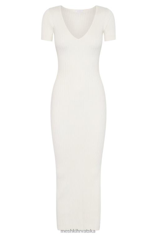 Meshki nina pletena midi haljina kratkih rukava XH4NH488 odjeća bijela