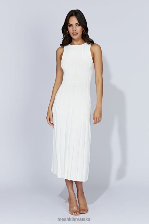 Meshki pletena midi haljina od aspen leđa s ključanicom XH4NH440 odjeća bijela