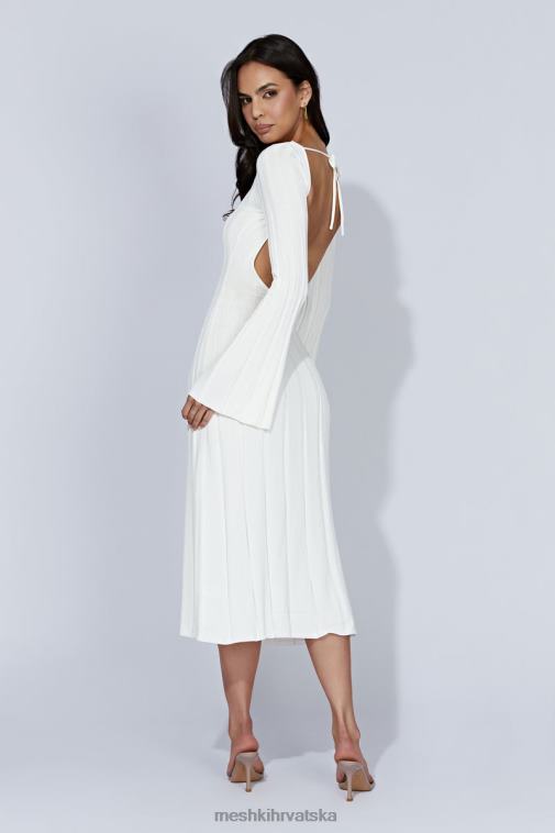 Meshki pletena midi haljina s klekovitim rukavima XH4NH362 odjeća bijela